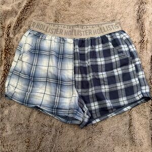 Hollister Navy and White Checkered Shorts